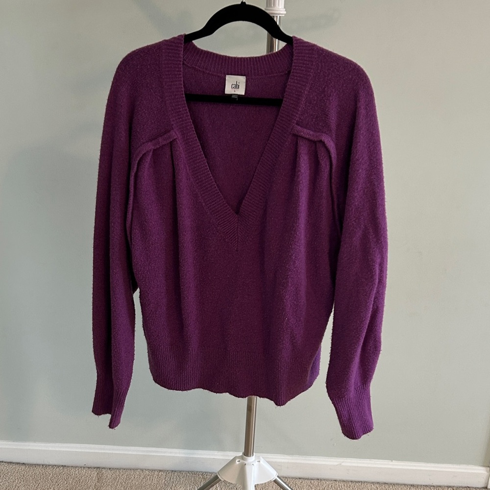 CAbi Women's Deep Purple V-Neck Sweater